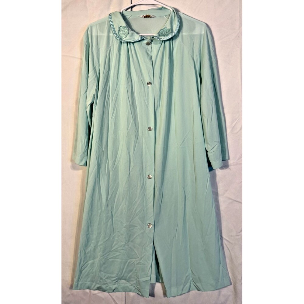 Vintage Aristocraft Silky Robe Mint Green Grannycore Housecoat Women's Medium